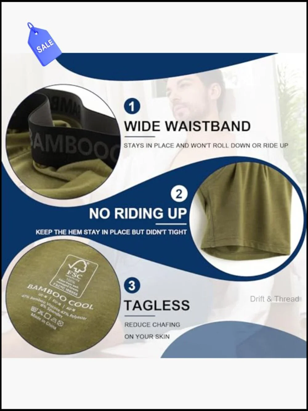 Men's Bamboo Viscose Boxer Briefs 7-Pack Breathable Moisture-Wicking Underwear